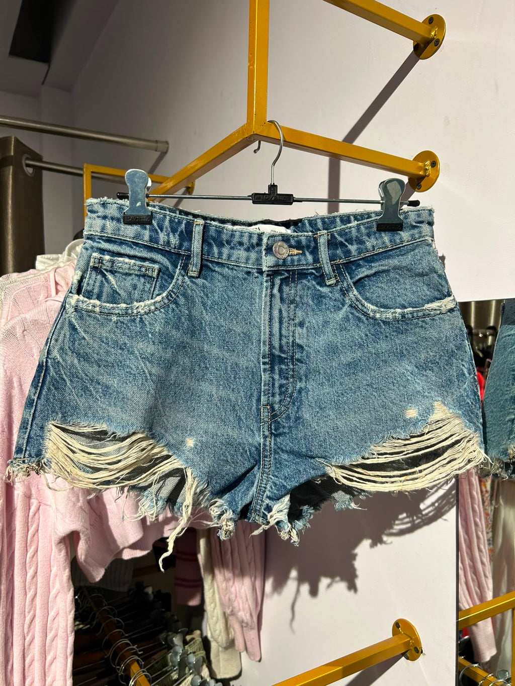 Ripped Blue denim shorts