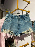 Ripped Blue denim shorts