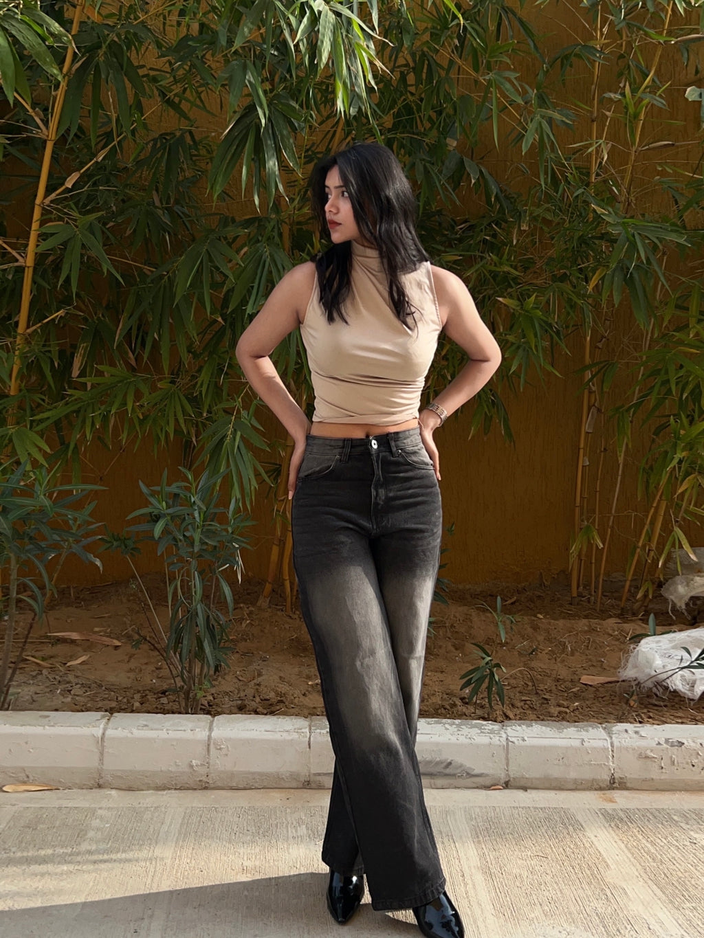 Black tinted denim jeans