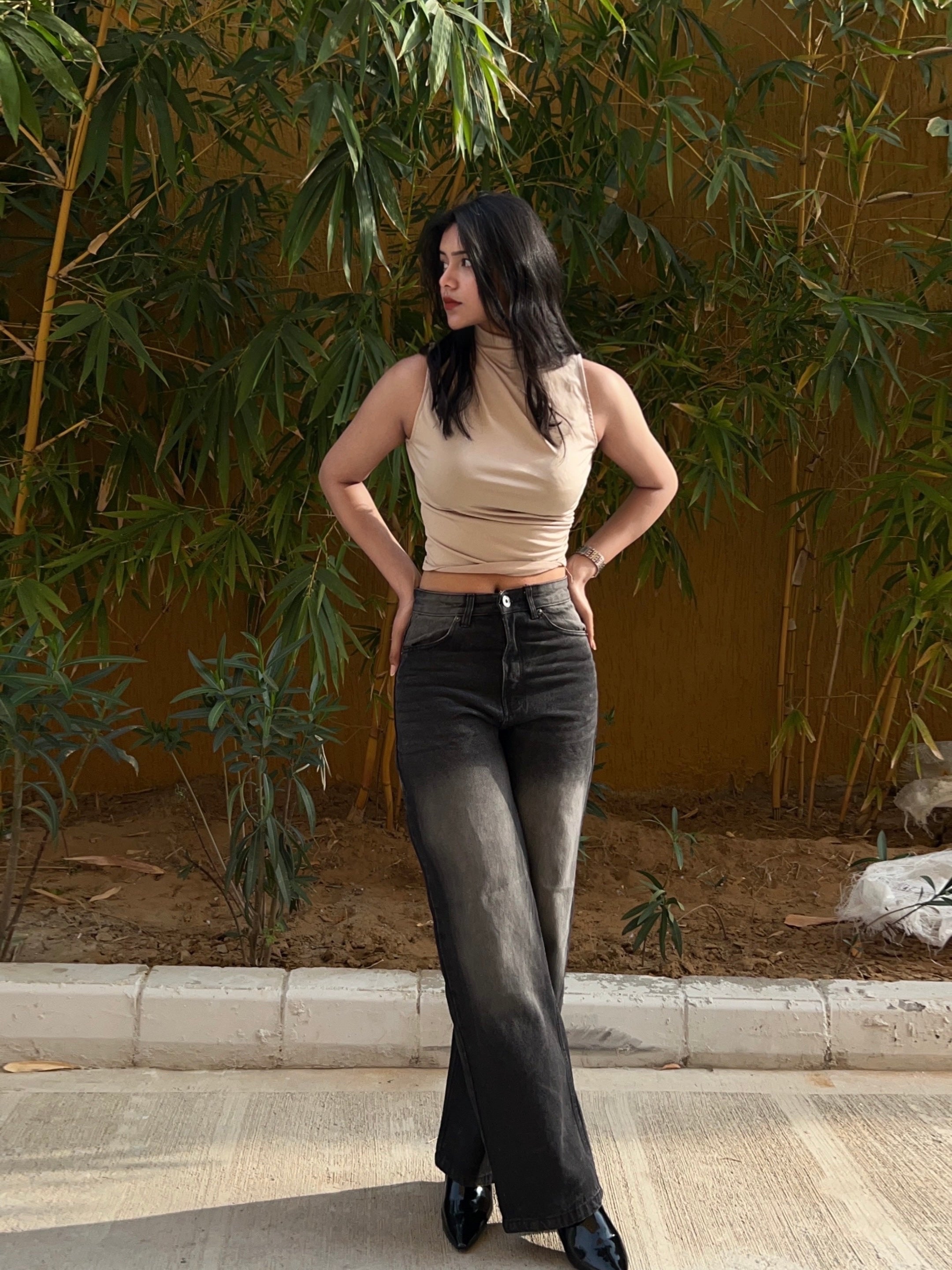 Black tinted denim jeans
