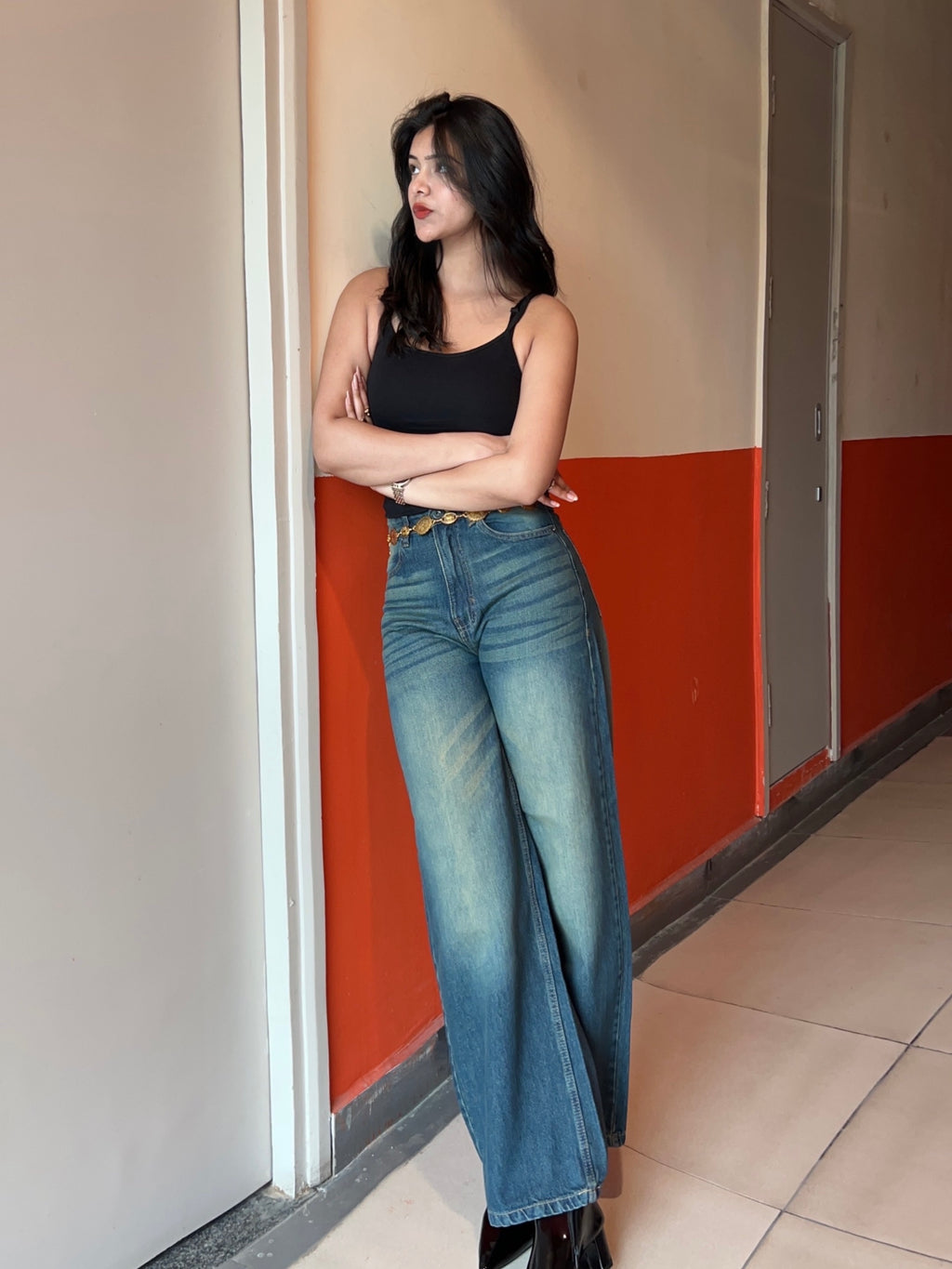 Yellow tinted denim