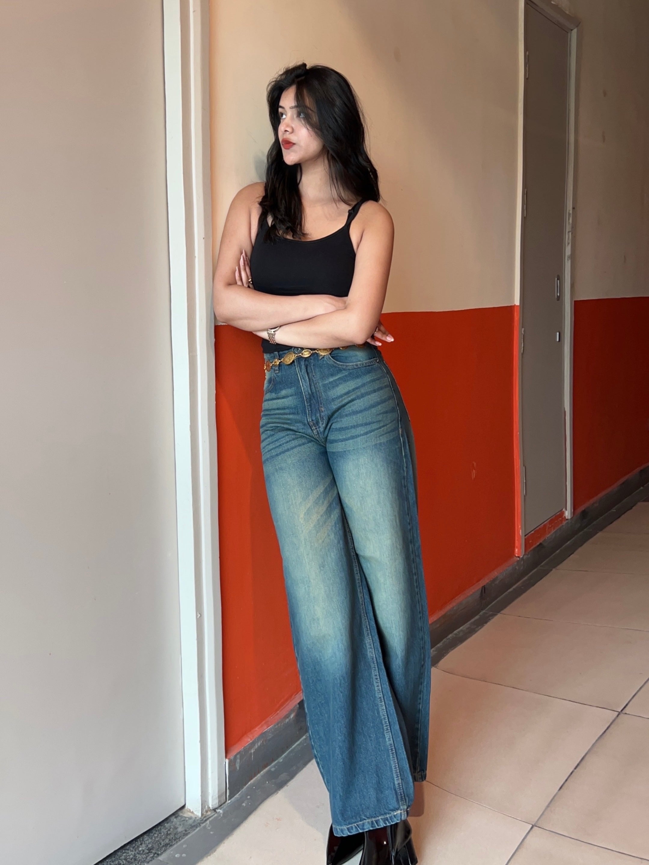 Yellow tinted denim