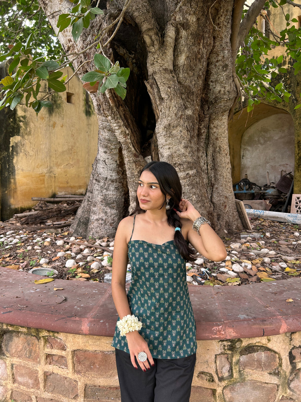 Nazar desi top in green