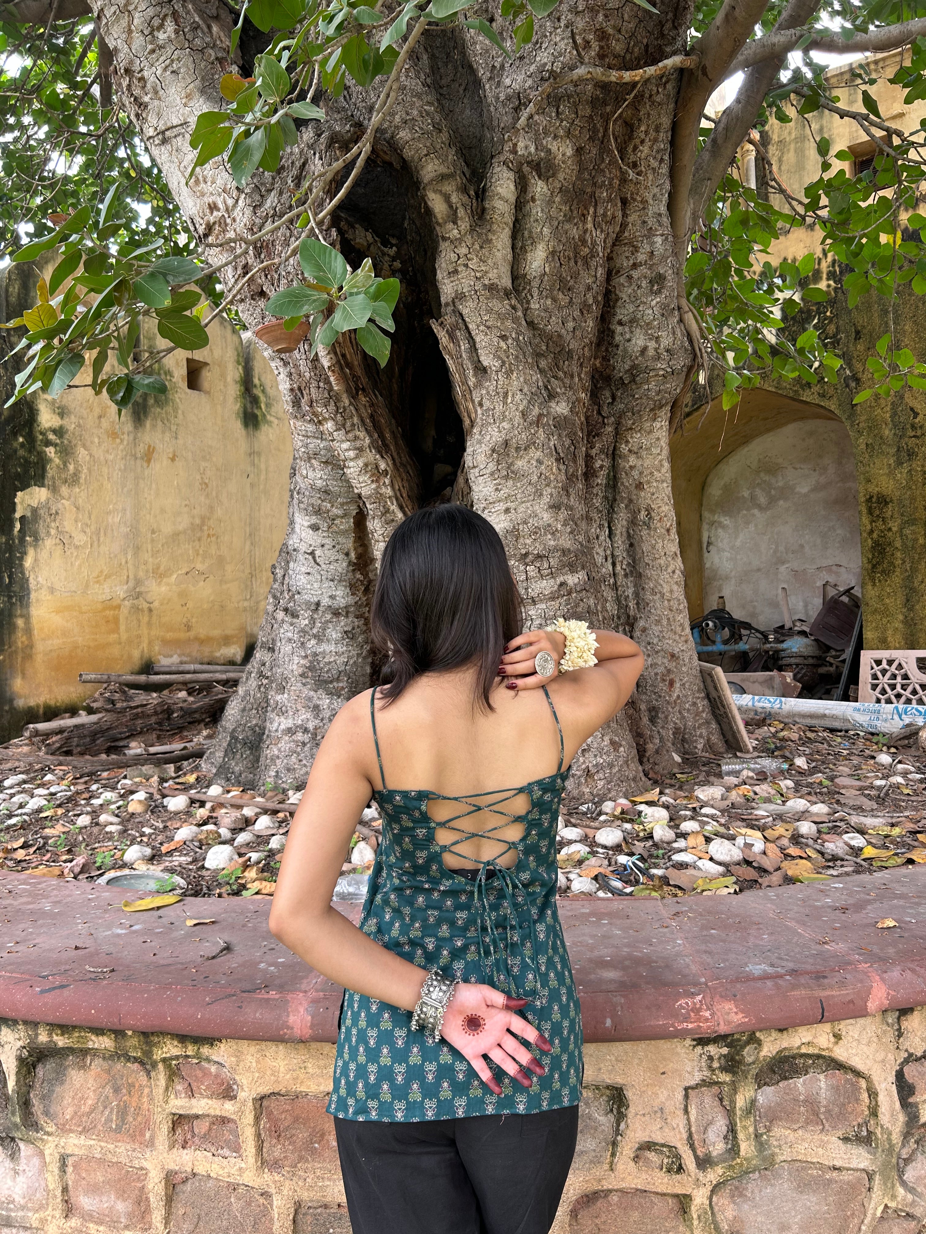 Nazar desi top in green