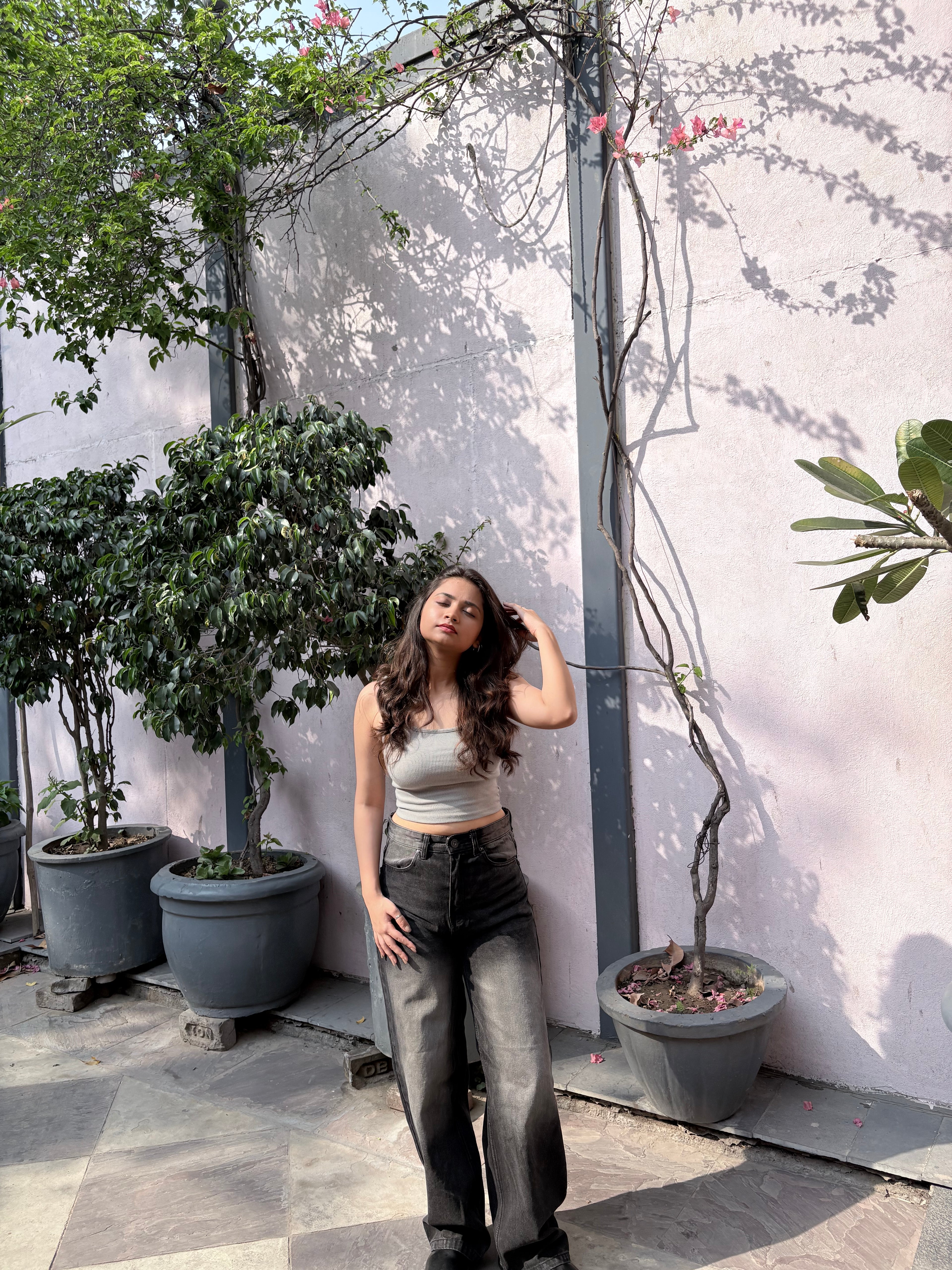 Black tinted denim jeans