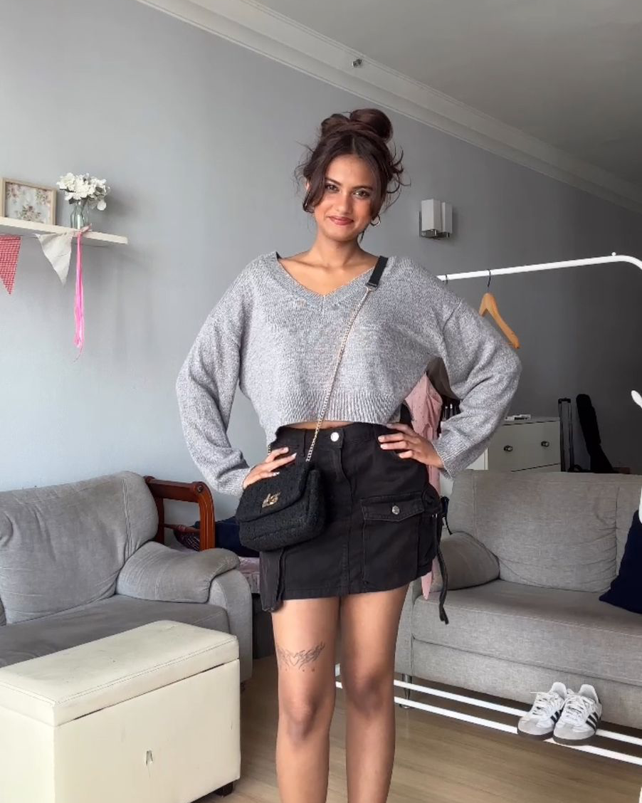 Black cargo skirt