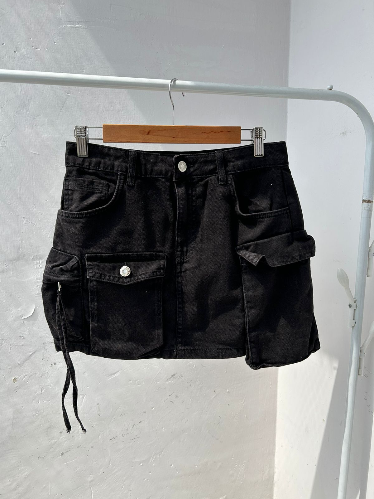 Black cargo skirt