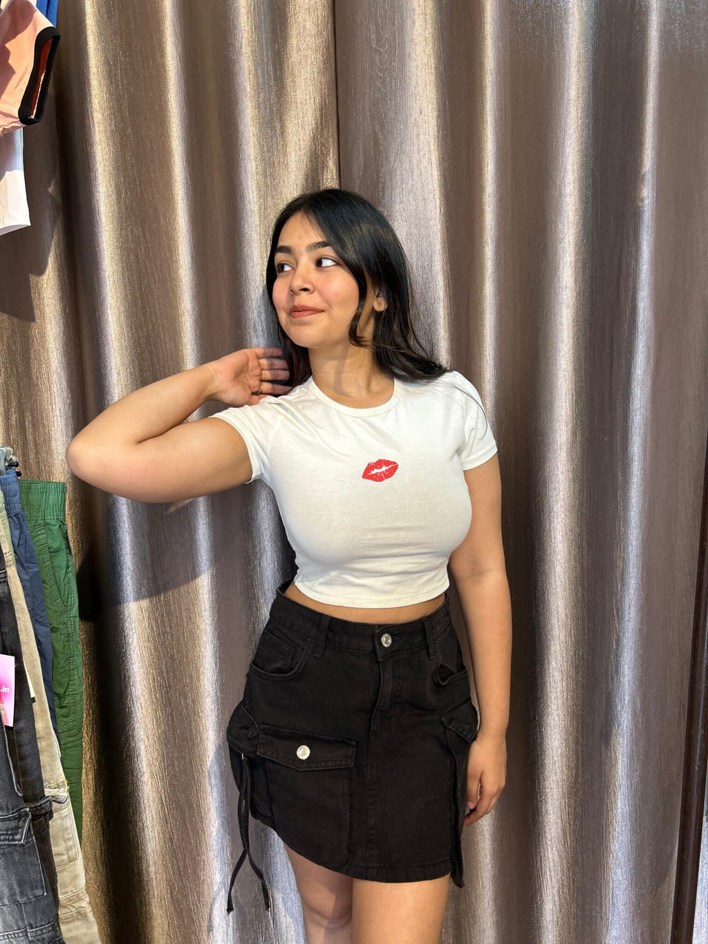 Black cargo skirt