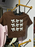 Brown bow baby tee