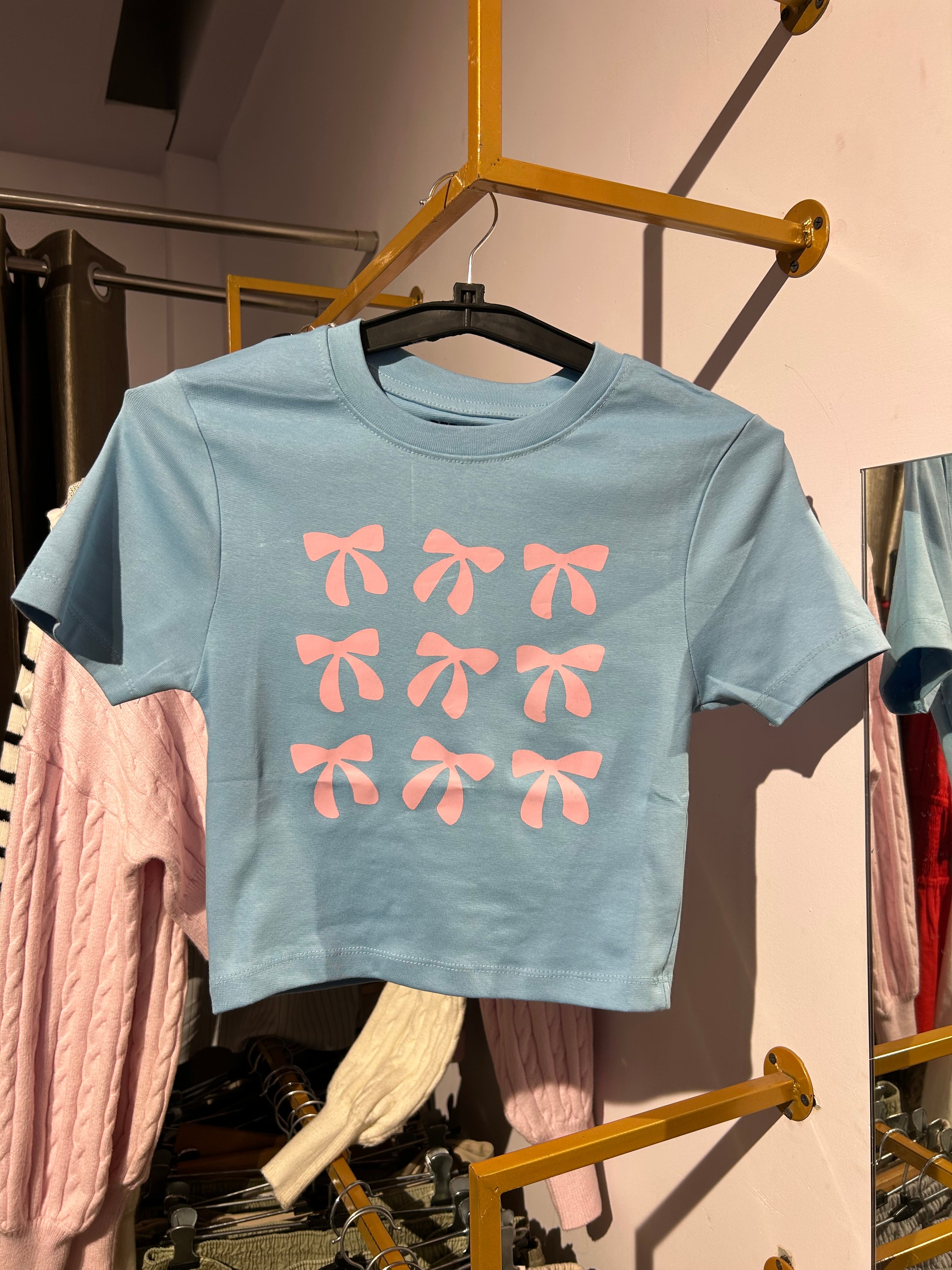 Blue bow baby tee