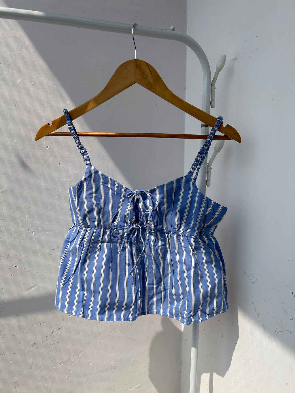Blue stripes peplum top