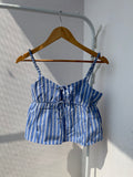 Blue stripes peplum top