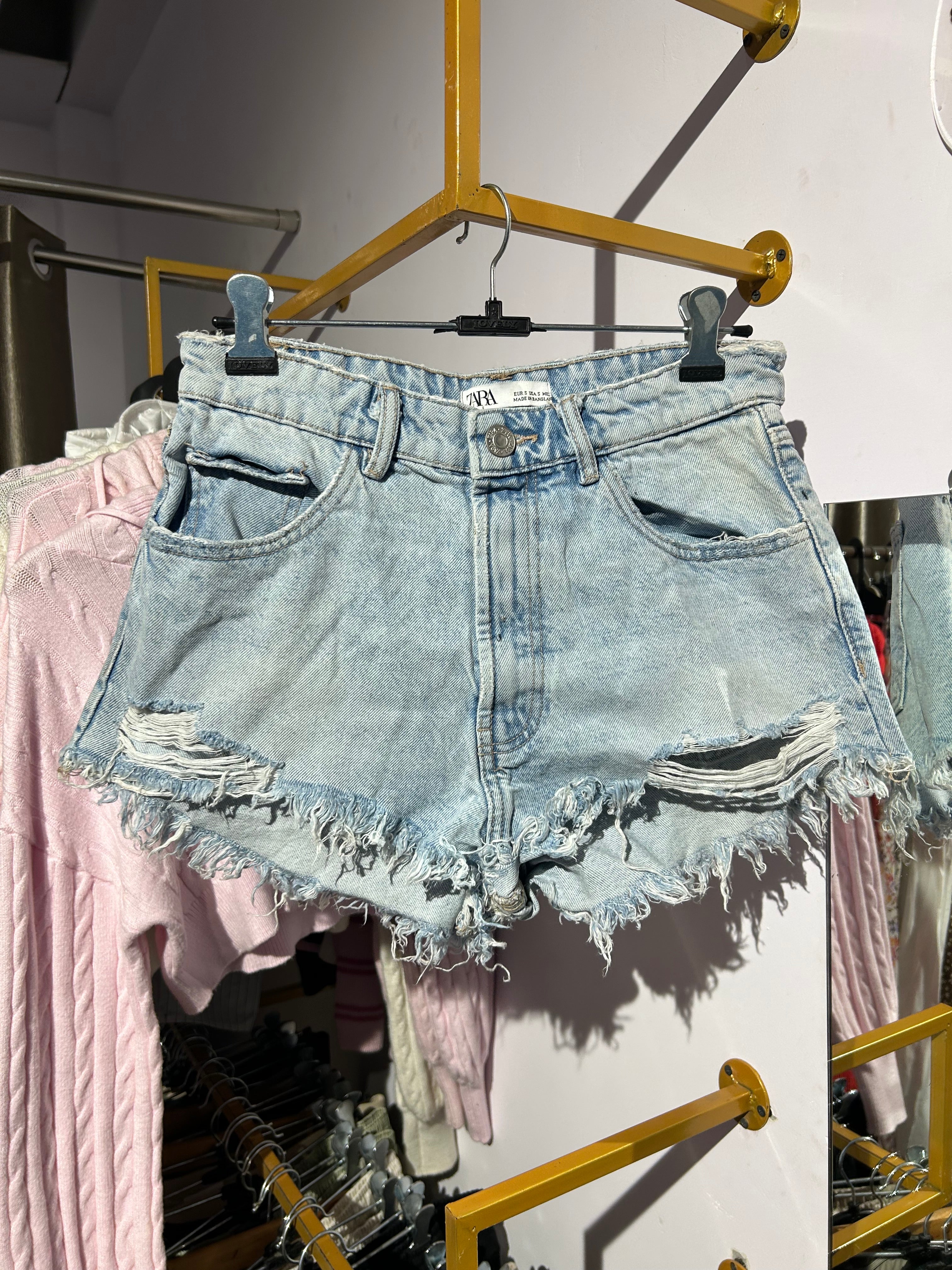 Light blue denim shorts