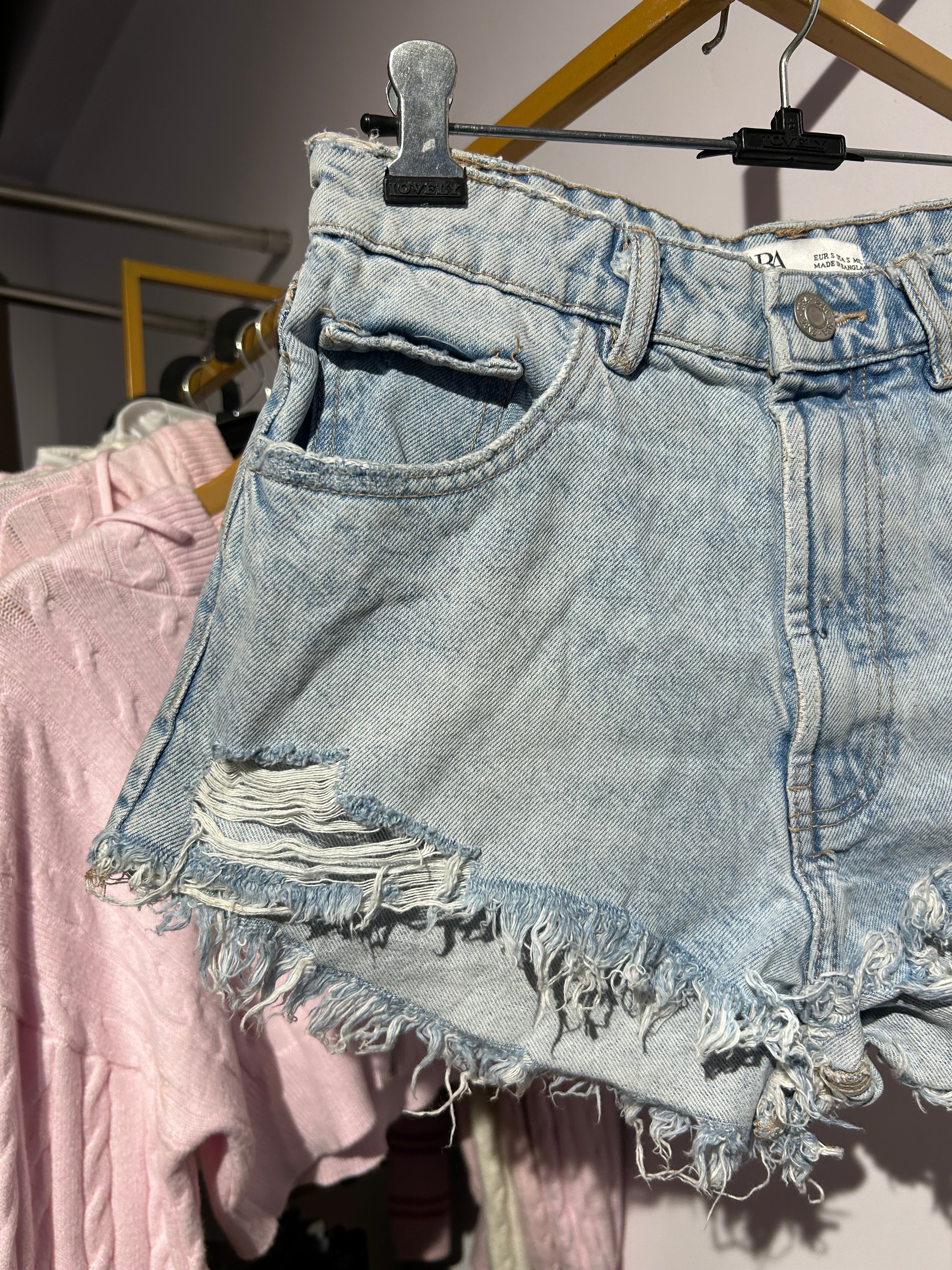Light blue denim shorts