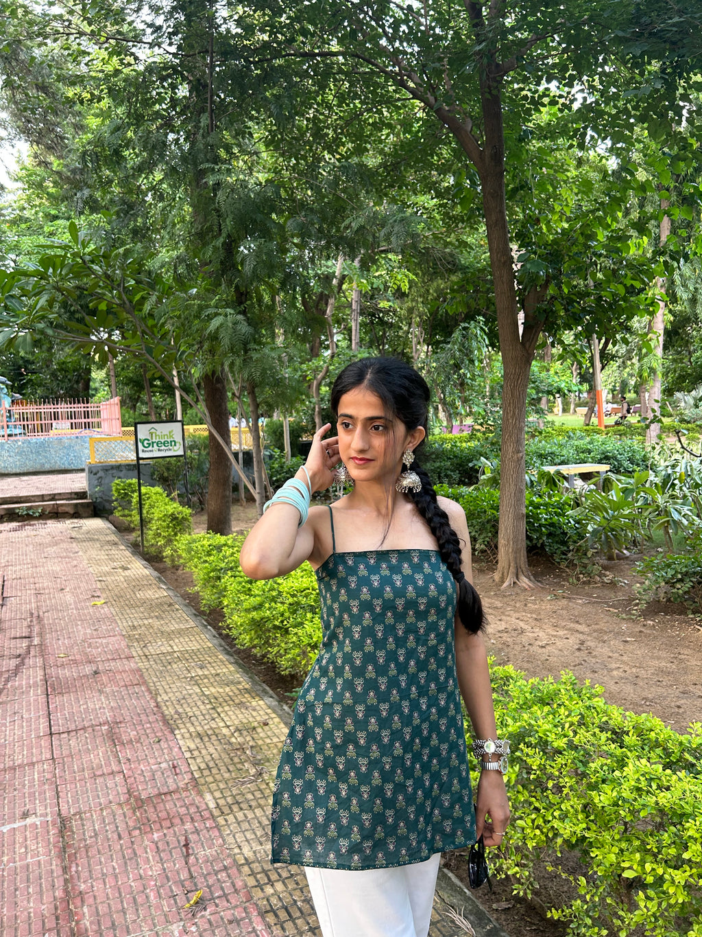 Nazar desi top in green