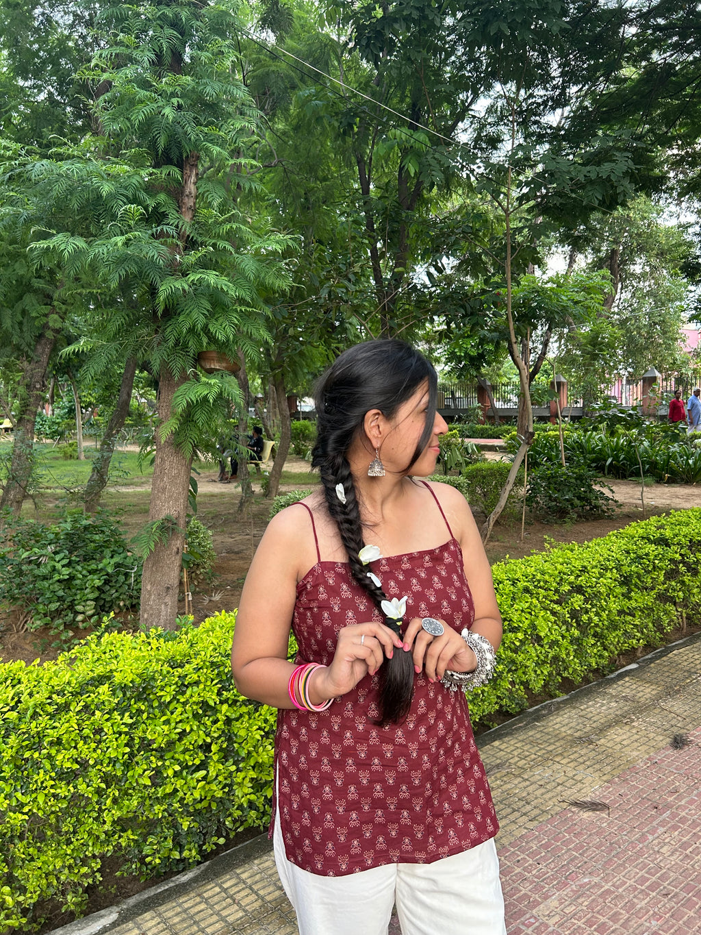Nazar desi top in maroon